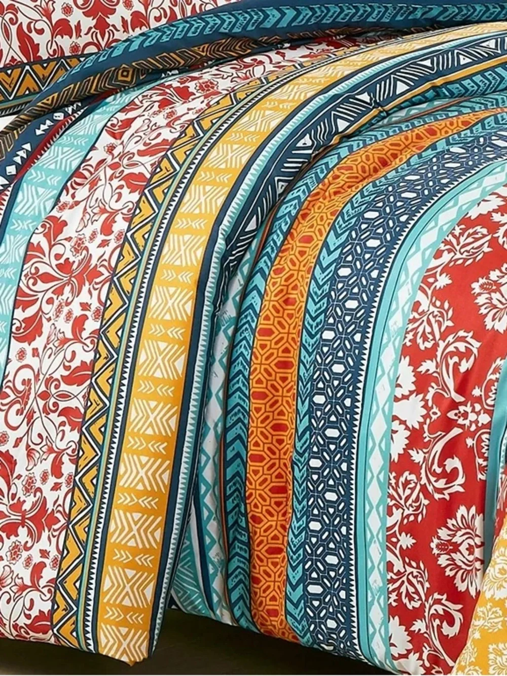 Bohemian Stripe Multi-Color Queen 3 piece Comforter Set